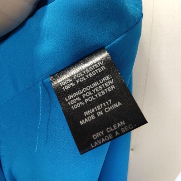 Badgley Mischka Royal Blue Sheath Dress Size 2 Crepe Sleeveless V Neck Classic - Picture 7 of 7